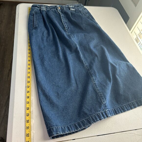 Vintage Womens Denim Skirt 6 100% Cotton Split Pockets Pleated Belt Loops Retro - Picture 7 of 10